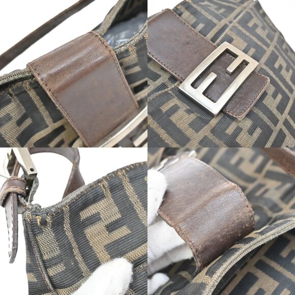 FENDI Logo Zucca Pattern Hand Bag Canvas Leather Brown SHW Italy 36KB279 - Picture 9 of 15